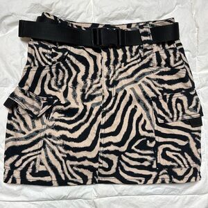 Topshop belted leopard print mini cargo skirt pockets